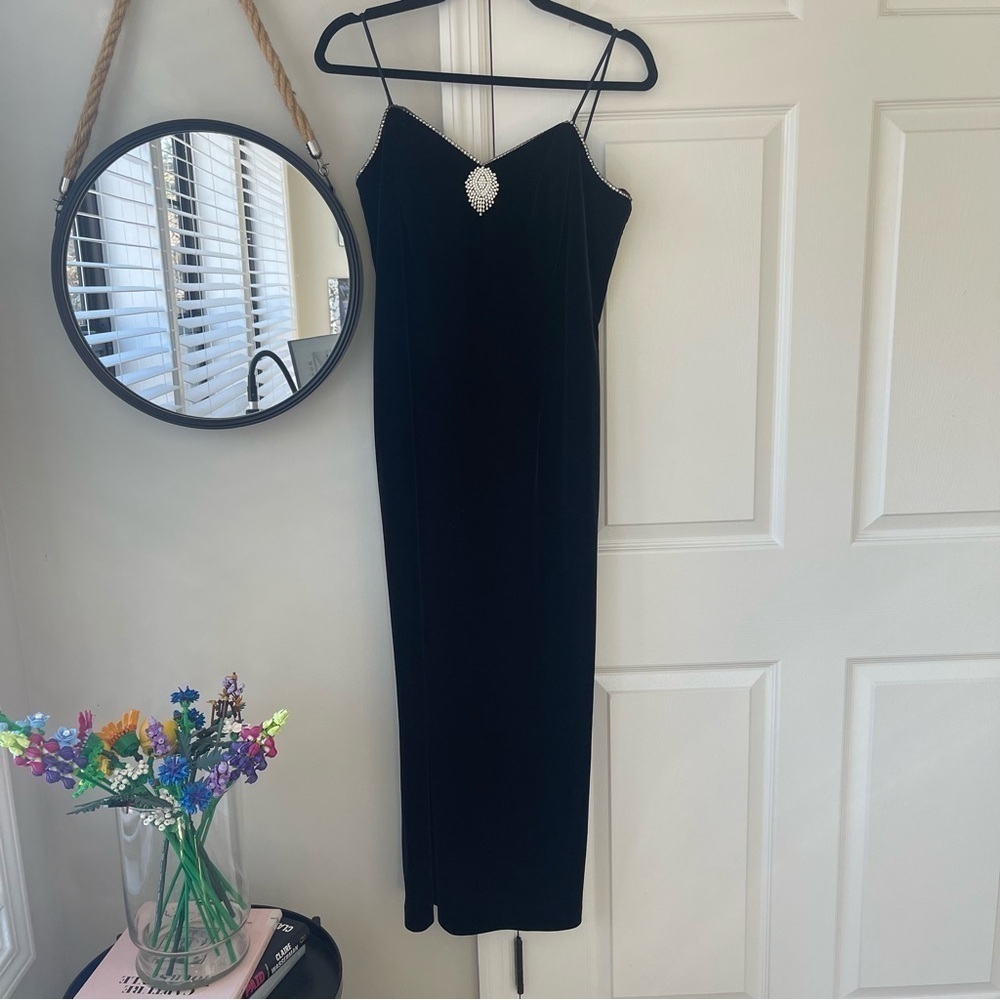 Vintage Black Dress with Silver Accent